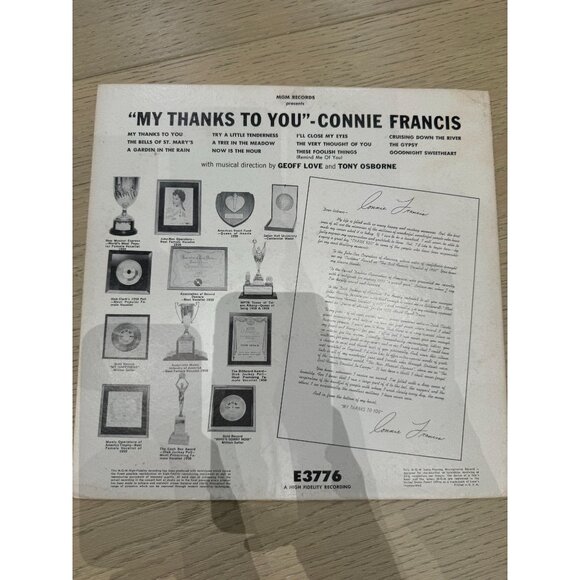 Vintage 1959 My Thanks to You, Connie Francis LP Vinyl - Picture 6 of 9